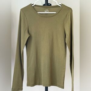 J.Crew Perfect Fit Long Sleeve Top Olive Green 100% Cotton Women’s